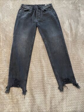 Free People- We The Free faded Black Slim Straight Distressed Hem Jeans